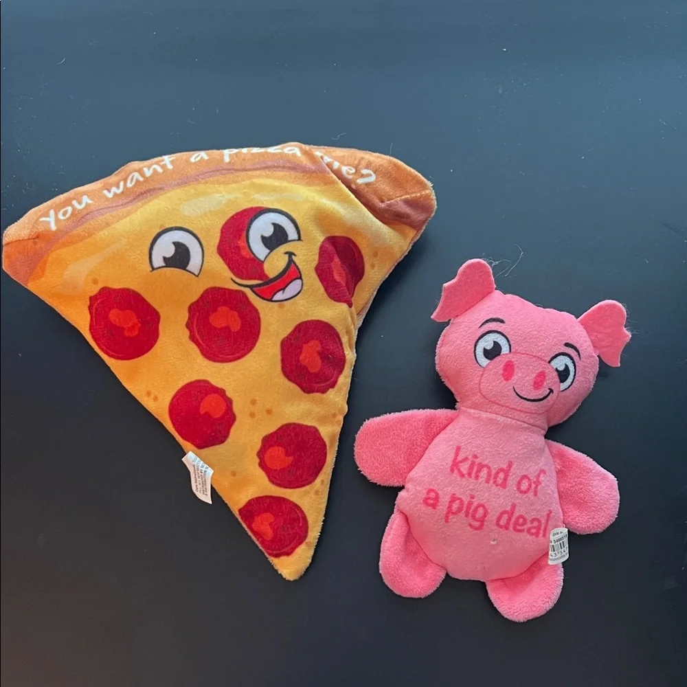 Cute Pink Pig and Pizza Slice Plush Toy Set
